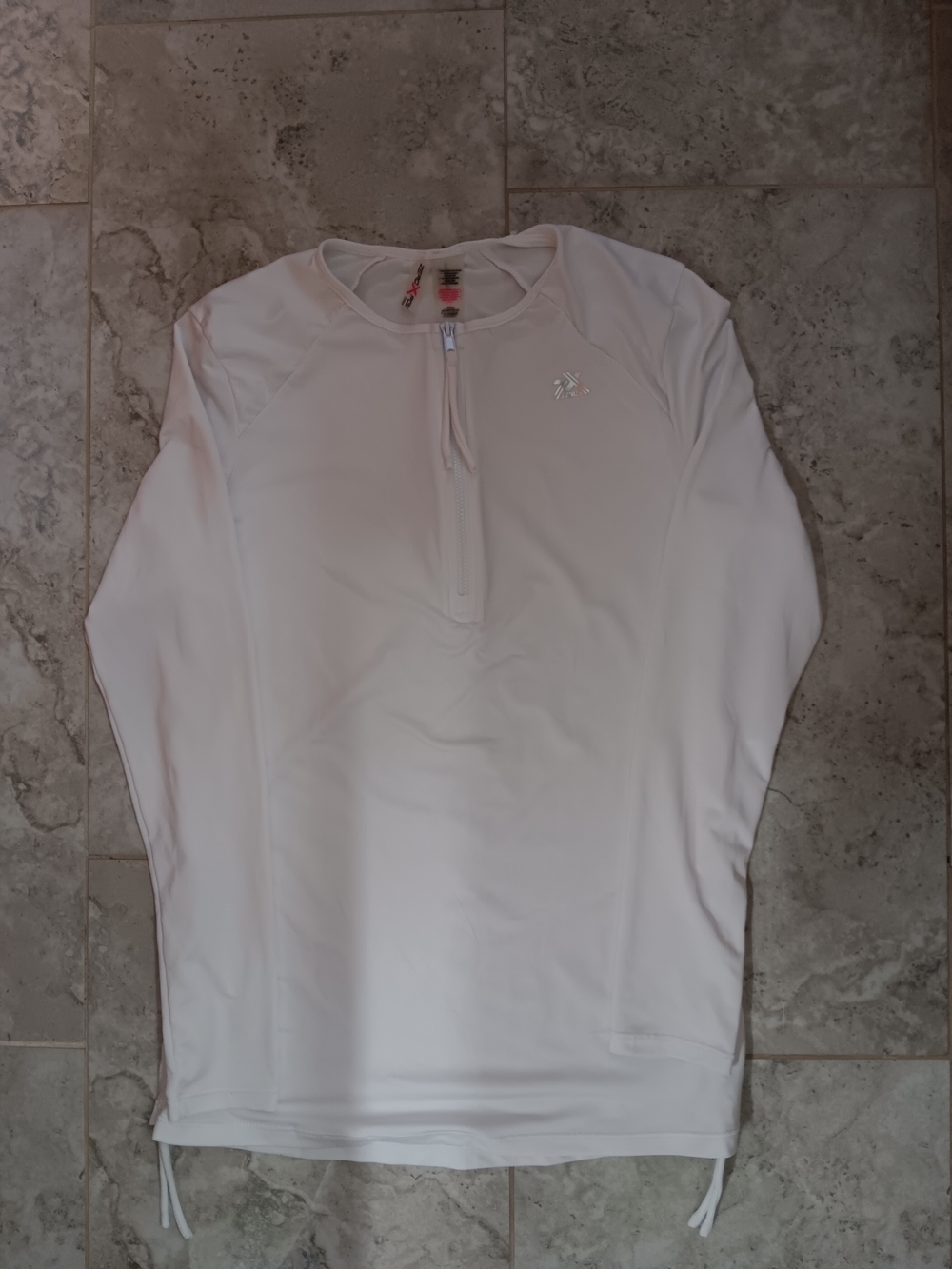 ZeroXposur Quarter-Zip Athletic White Long Sleeve Ruched Sides